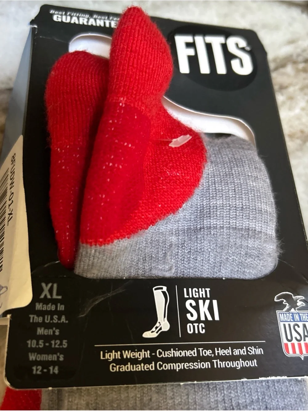 Merino Wool Lightweight Over The Calf Ski Socks FITS Sock Co Cushion XL or SMALL